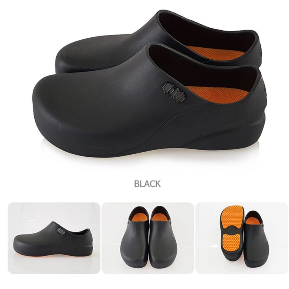 Stico Black Slip-On Clogs Slip Resistant